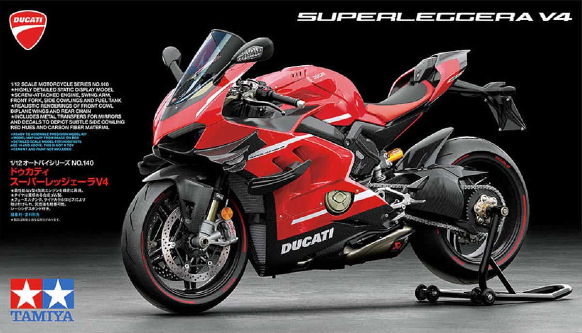 Tamiya modelsæt militærkøretøjer - 14140 ducati superleggera v4 plastic - 1:12 - modelfremstilling
