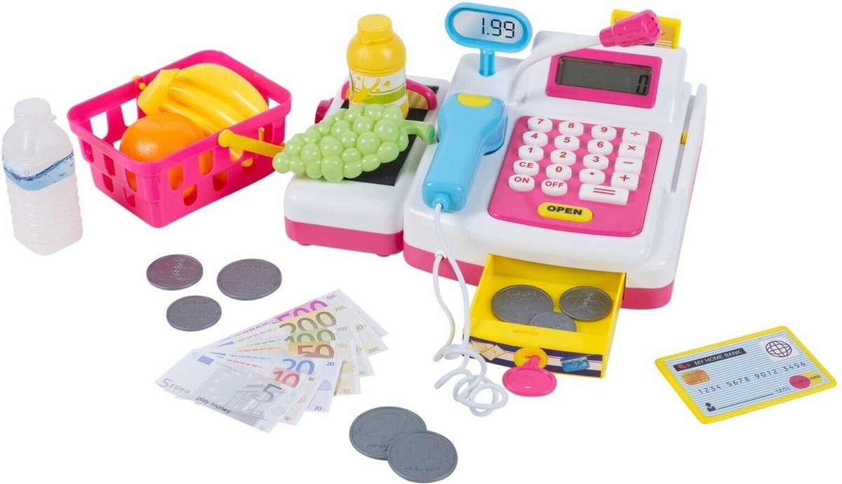 Eddy toys legetøj kasseapparat - legebutik - 24 dele - kasseapparat sæt