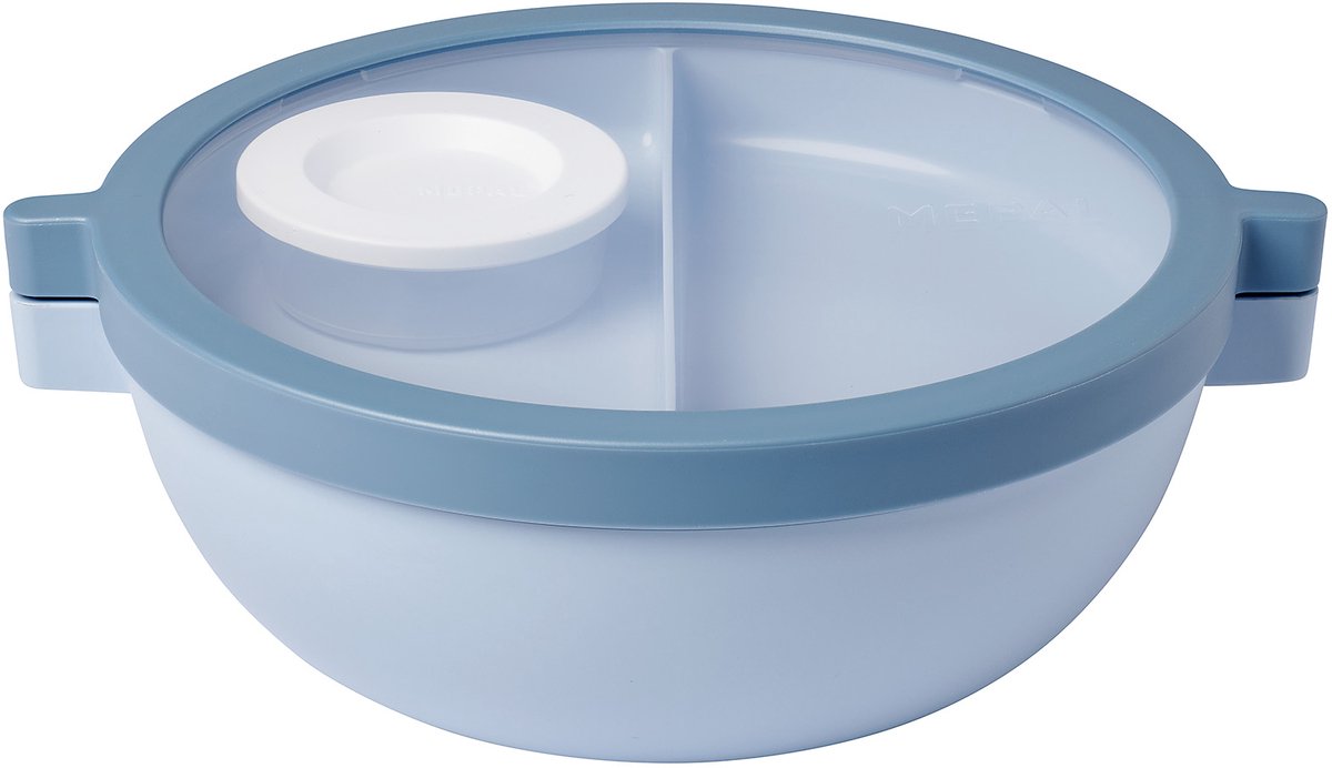 Mepal vita bento lunchbowl - 5 vakken waarvan 3 uitneembare bakjes - bento box - salade lunchbox - nordic blue