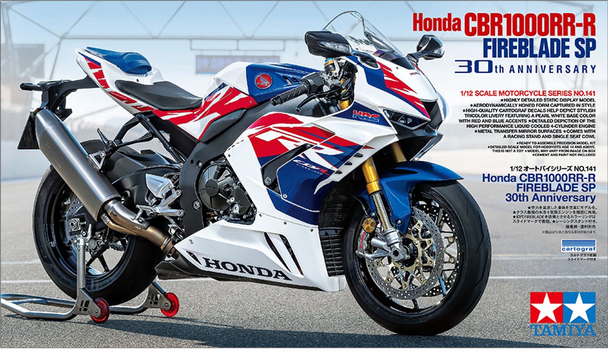 Tamiya modelsæt bil - 14141 honda cbr1000rr-r fireblade sp 30-års jubilæumsplastik - 1:12 - modelfremstilling