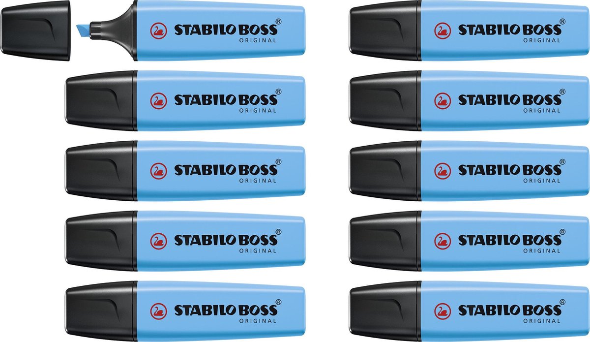 Stabilo boss original - highlighter - højeste kvalitet - blå - æske med 10 stk