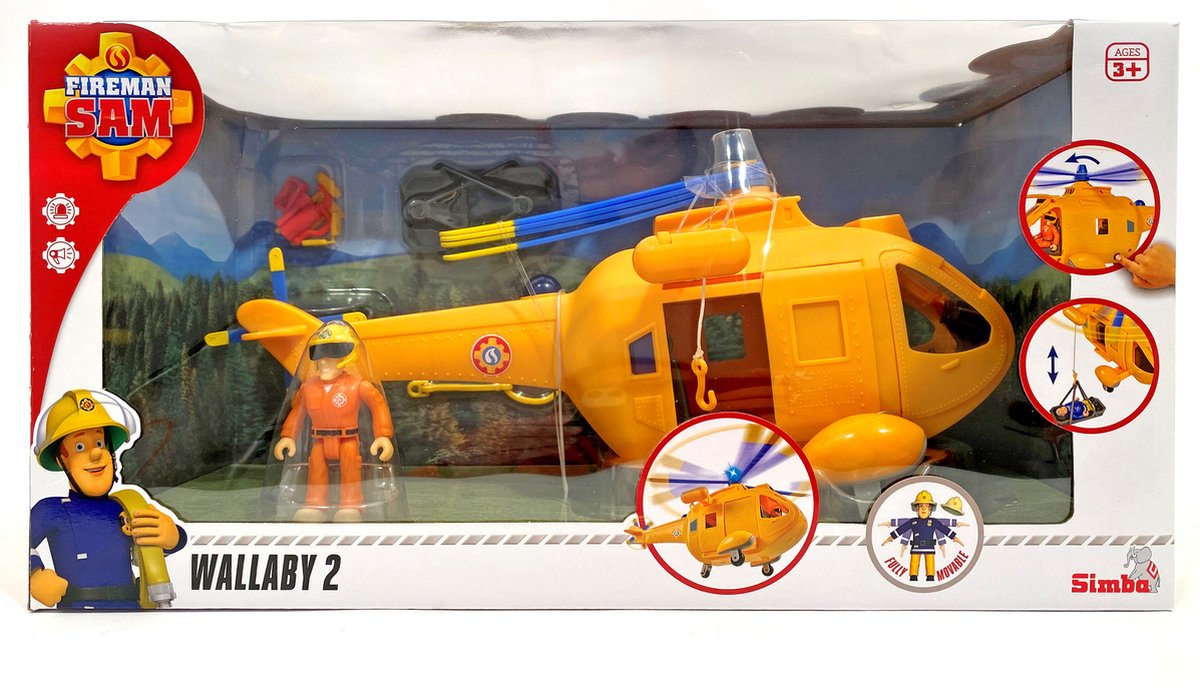 Simba - brandmand Sam - helikopter Wallaby II med figur