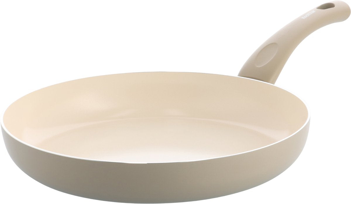 Kochstar Essenz taupe keramisk stegepande - 28cm - PFAS-fri - induktionsgryde - induktionspande - keramisk non-stick belægning - kølehåndtag - ovnsikker op til 130° C - taupe