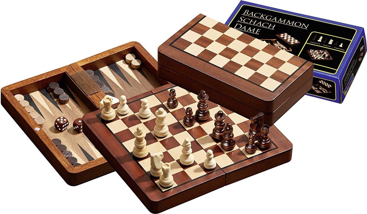 Philos rejse skak brik backgammon kassettefelt 18mm kongehøjde 37mm magnetisk phi-2517