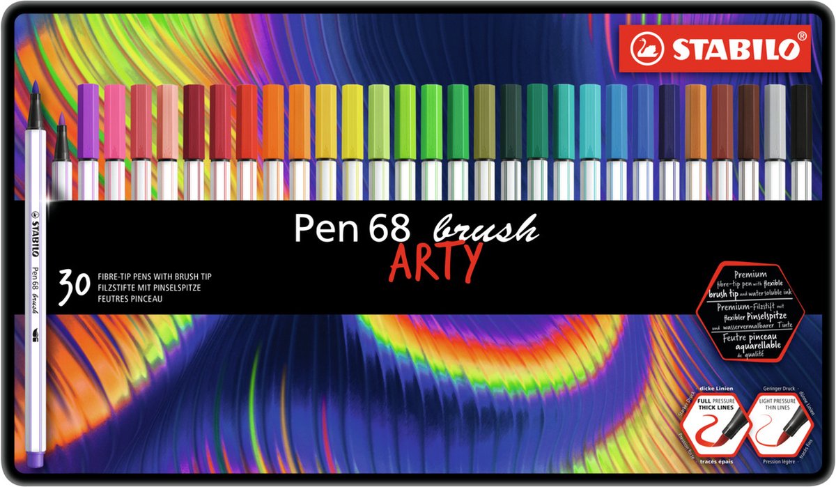 Stabilo pen 68 pensel - tusch - arty - metal sæt 30 stk