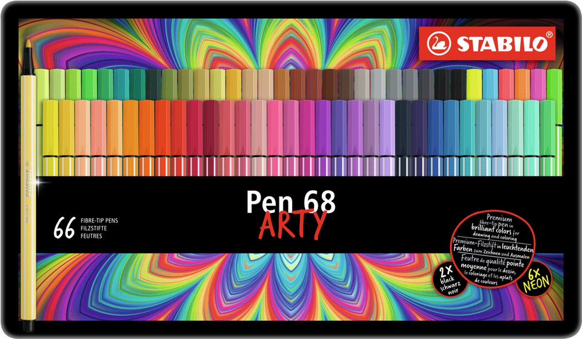 Stabilo pen 68 - tusch - arty - metal sæt 65 stk.