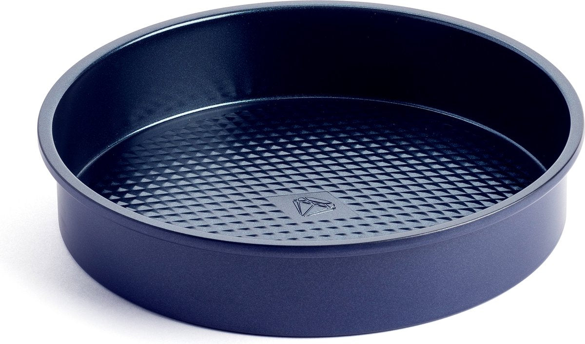 Blå diamant kageform 22cm - pfas-fri non-stick belægning - keramisk bagelag - ovnsikker op til 230°c - rund - blå