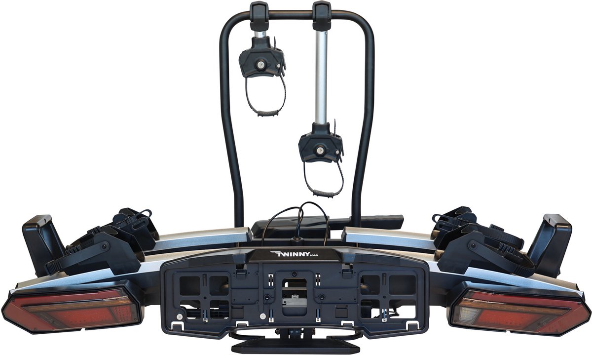 Twinny load fietsendrager e-carrier - 2 (elektrische ) fietsen - max 60kg - 13 polige stekker - inklapbaar - afsluitbaar - kantelbaar - led verlichting