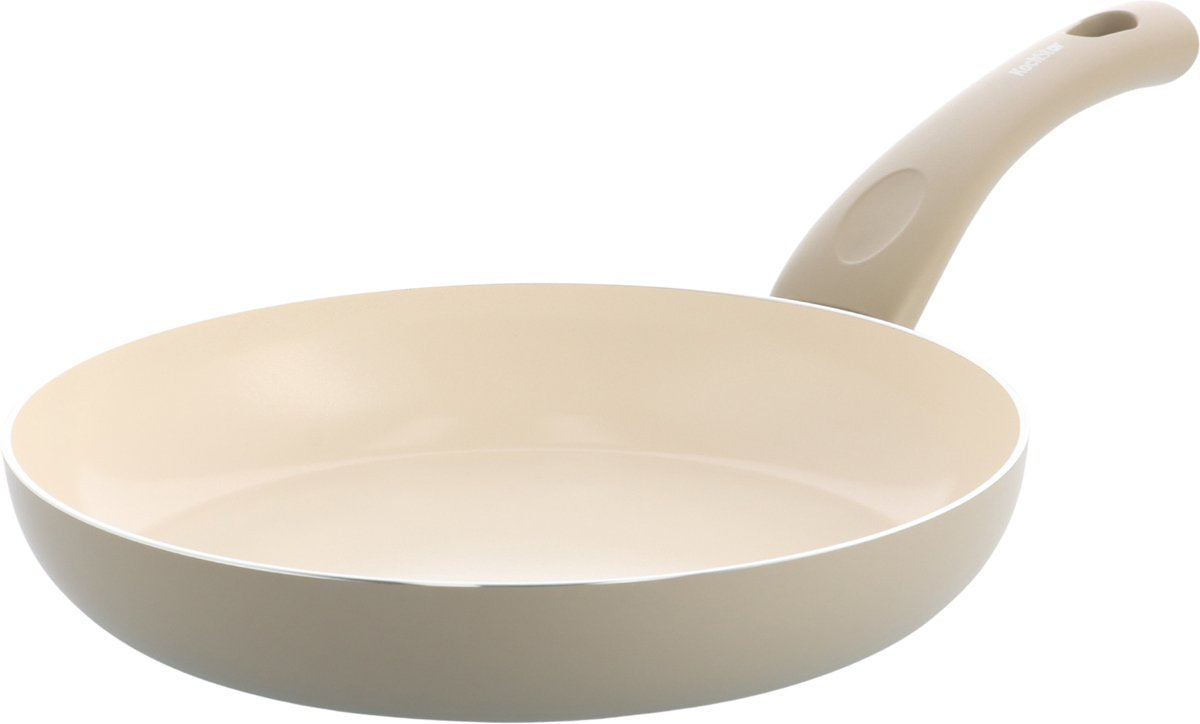 Kochstar Essenz taupe keramisk stegepande - 24cm - PFAS-fri - induktionsgryde - induktionspande - keramisk non-stick belægning - kølehåndtag - ovnsikker op til 130° C - taupe