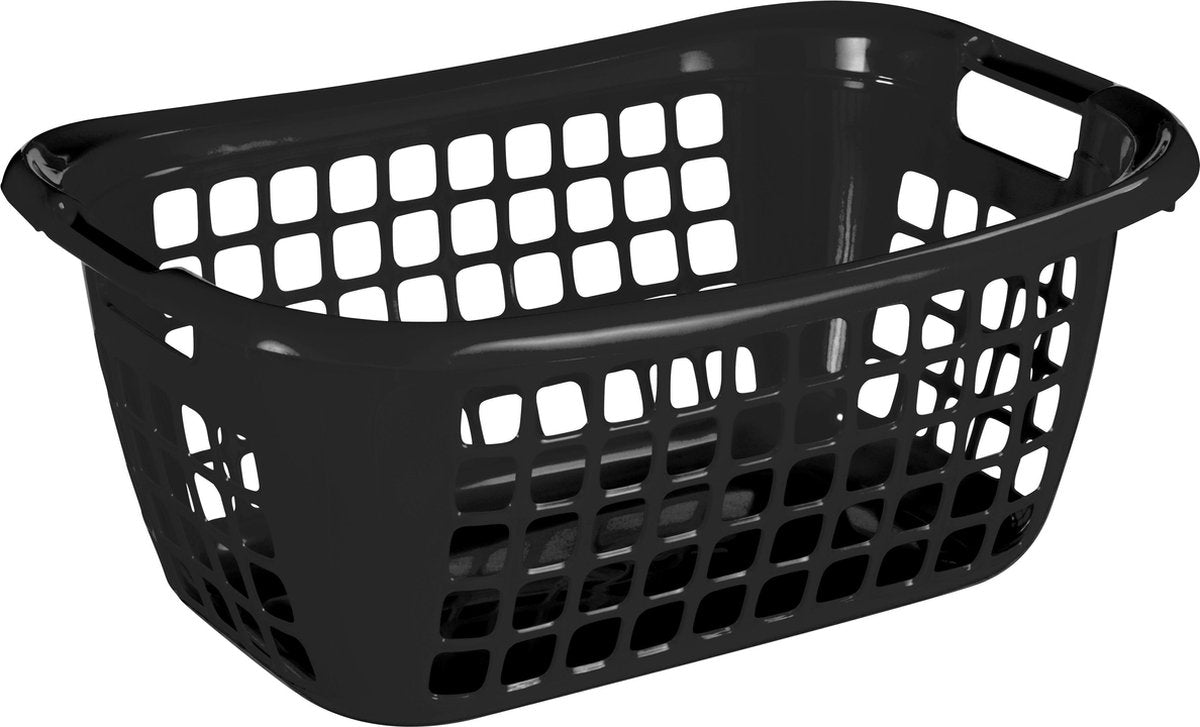 Soltøj grundlæggende vasketøjskurv 35l - 55x38x22,5 cm - sort