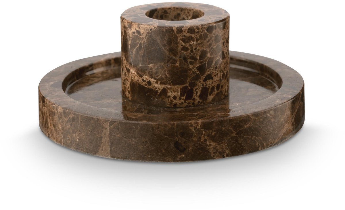 Vtwonen - kandelaar - bruin - marmer - 10.2x4cm