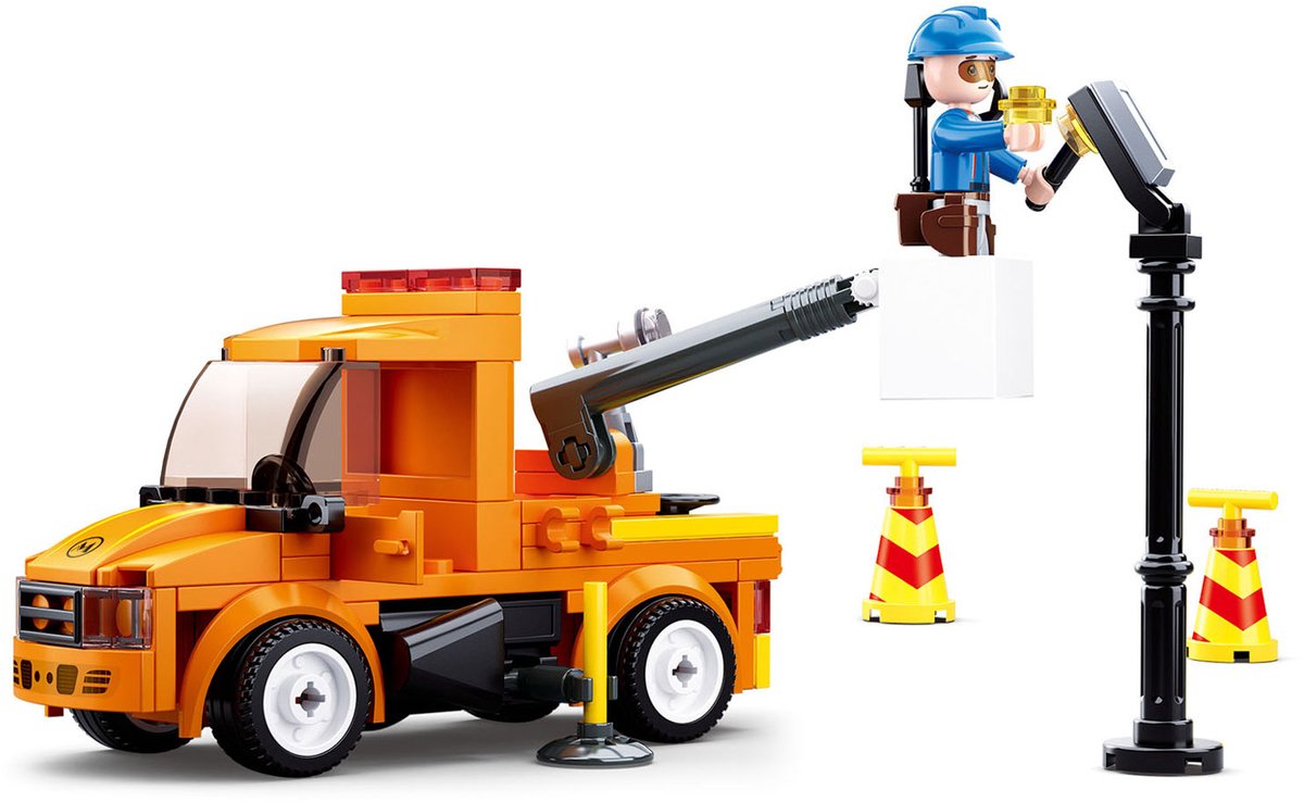 Sluban byreparation af køretøjsbyggelegetøj til børn fra 6 år - byggelegetøjsmodelbygning - byggeboks med 122 byggeklodser og 1 minifigur - m38-b0781d
