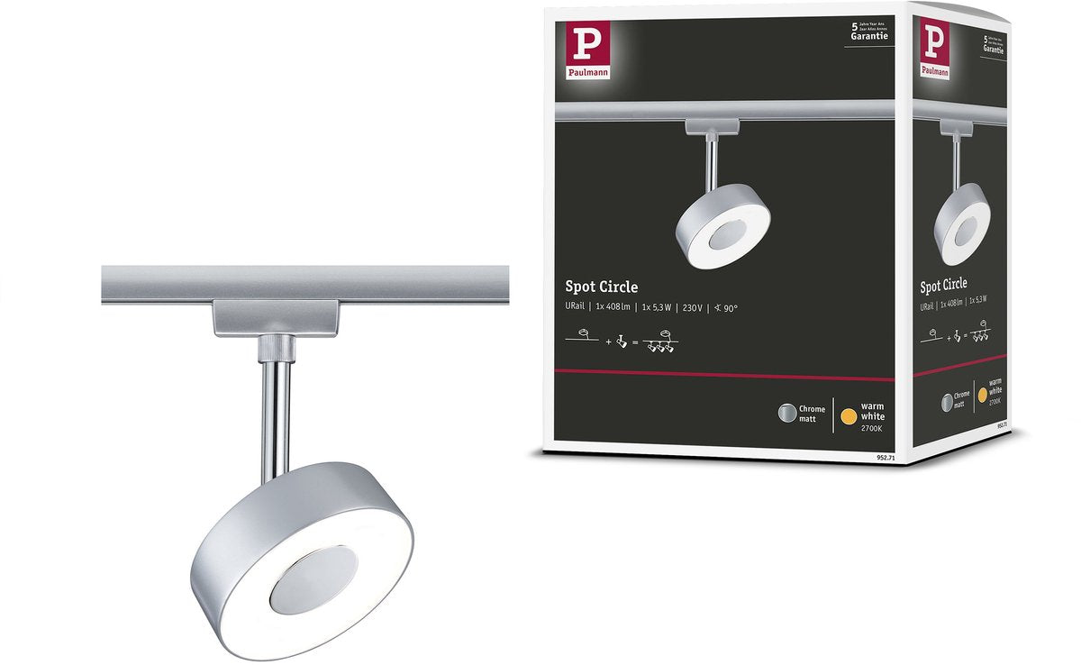 Paulmann urail rail spot cirkel 250lm 5.3w 2700k 230v krom mat