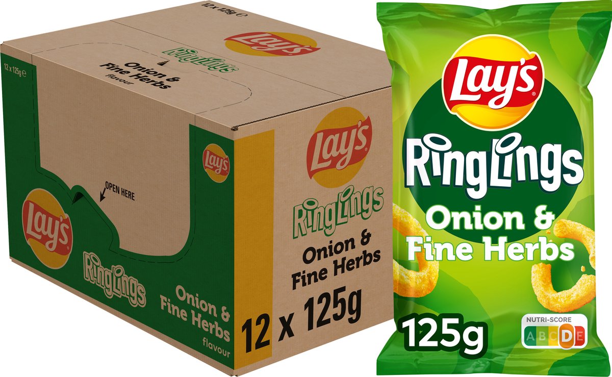 Lay's ringlings løg fine krydderurter - chips - 12 x 125 gram