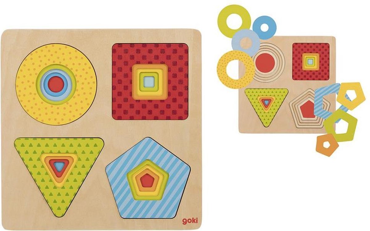 Goki Wood Layer -puslespil Geometriske former, 16 ..