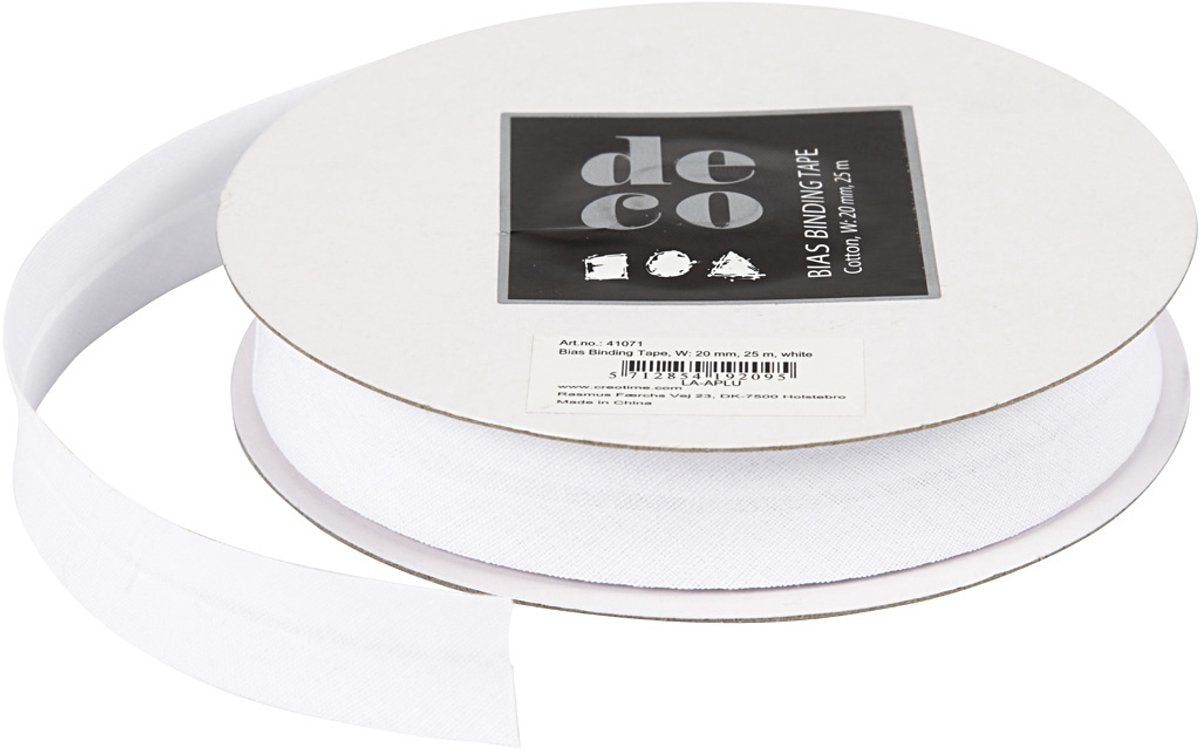 Creativ virksomhed https: www.cchobby.nl bias-band-b-20-mm-white-25-m-1-rol