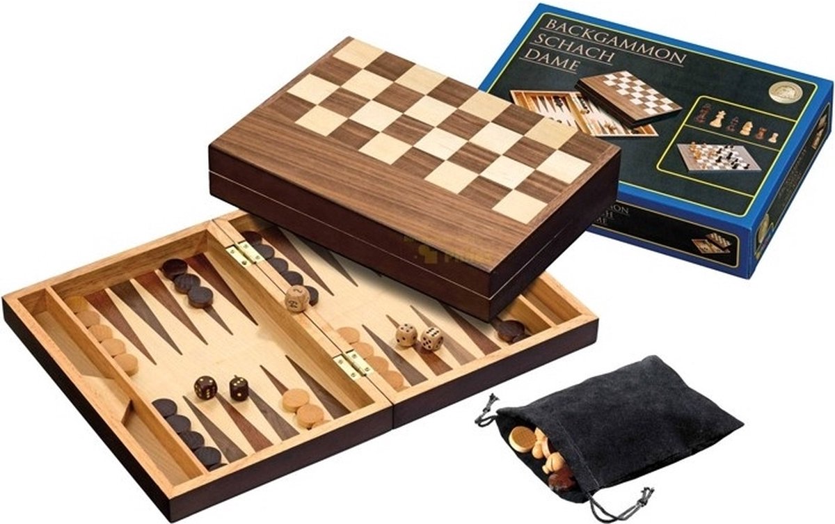 Philos skak brik backgammon kassettefelt 30 mm, kongehøjde 48 mm