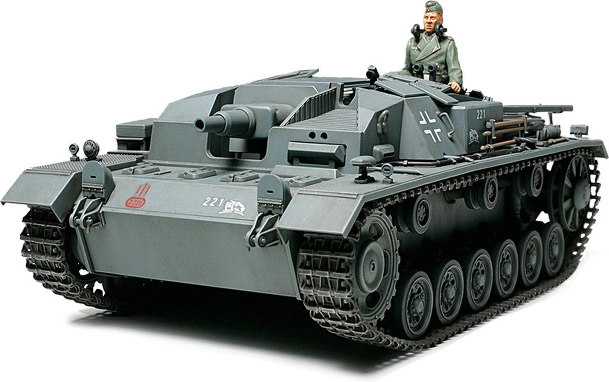 Tamiya modelsæt bil - 35281 sd.kfz. 142 sturmgeschutz III ausf. b plastik - 1:35 - modelfremstilling