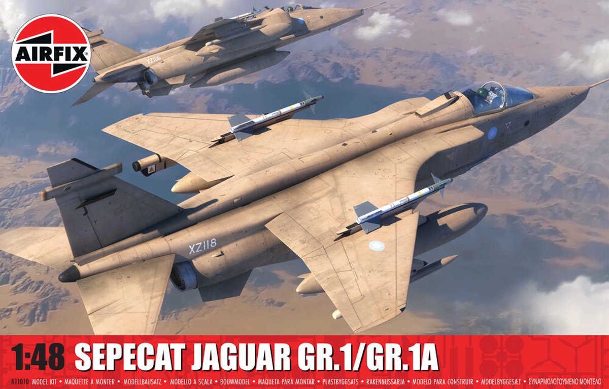Airfix modelsæt bil - 11010 sepecat jaguar - gr.1 gr.1a - kampfly plastik - 1:48 - modelfremstilling