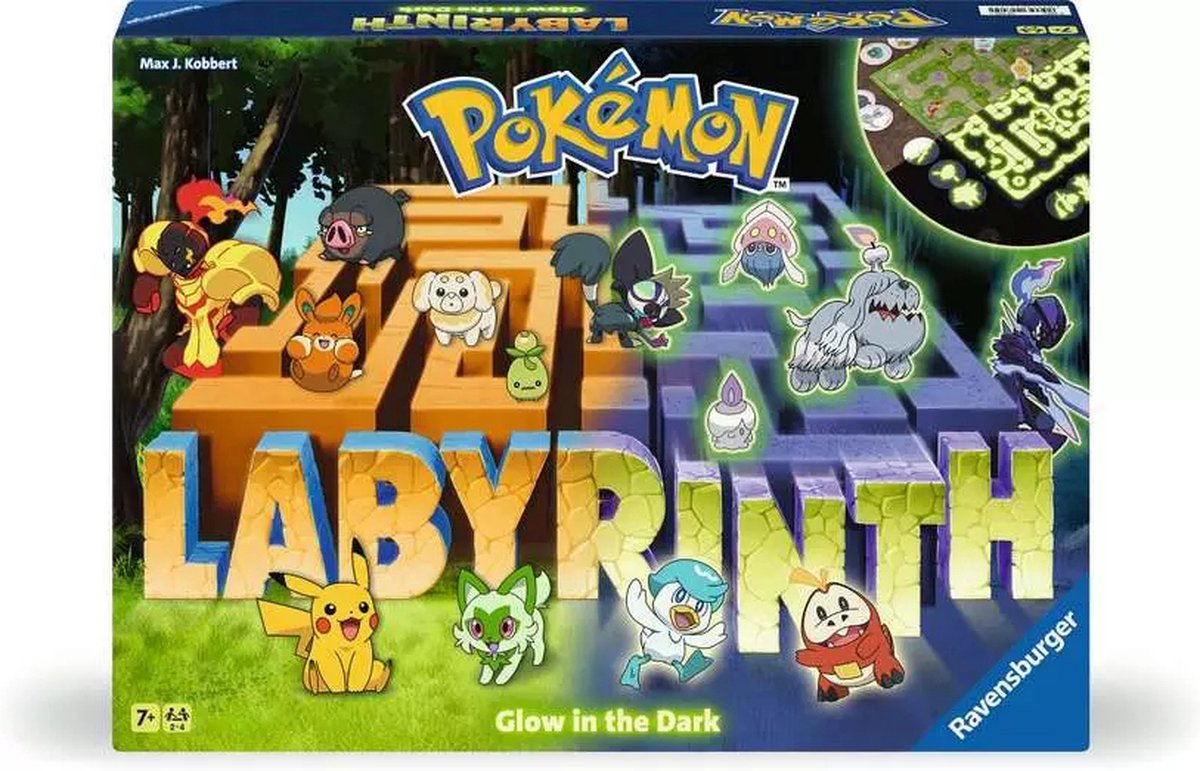 Ravensburger - pokã©mon labyrint glød i mørket - strategibrætspil