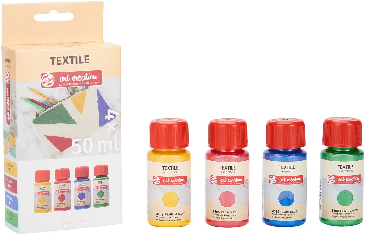 Talens kunstskabende tekstilmaling perle 4x50ml
