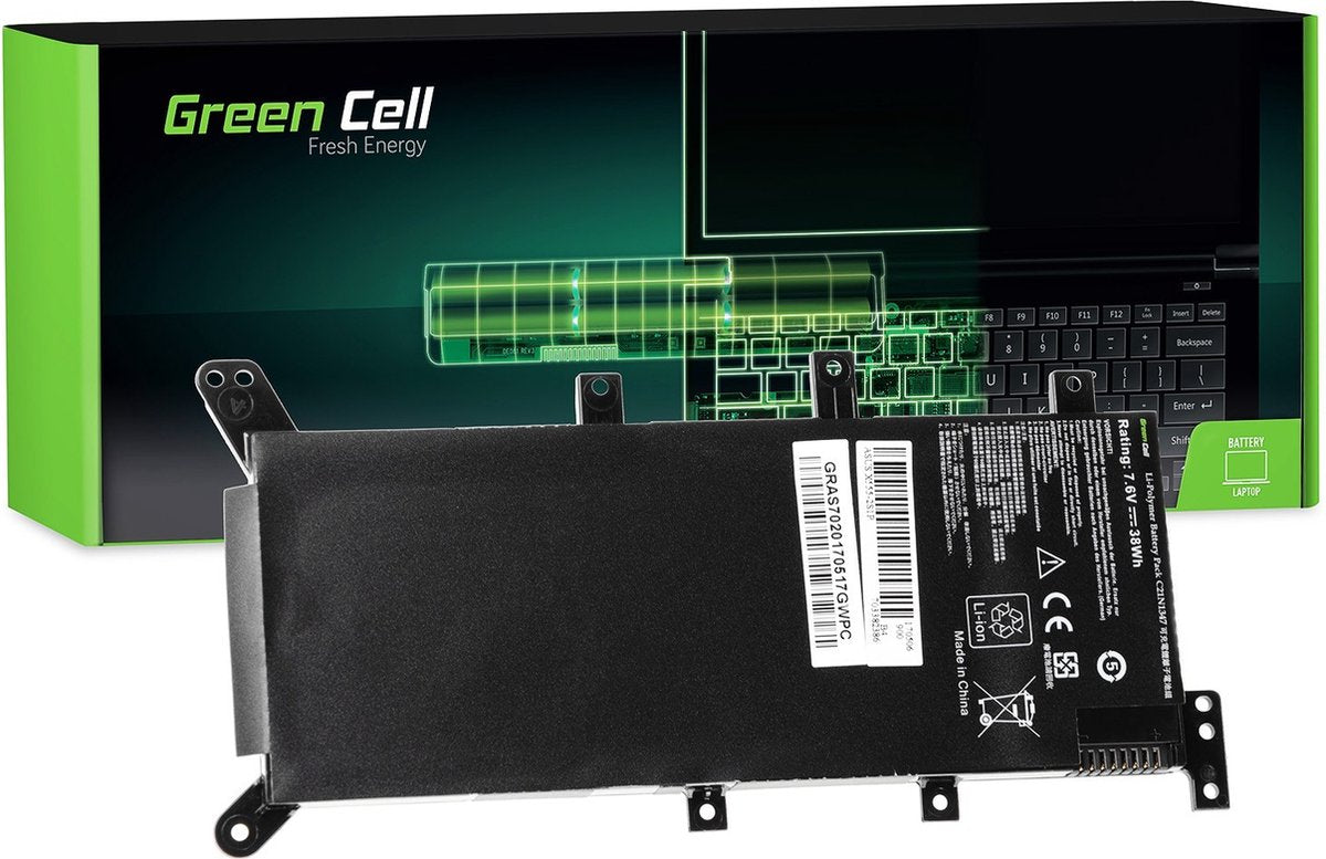 Grønt batteri til asus r556 r556l a555l f555l k555l x555l x555 7.6v 4000mah
