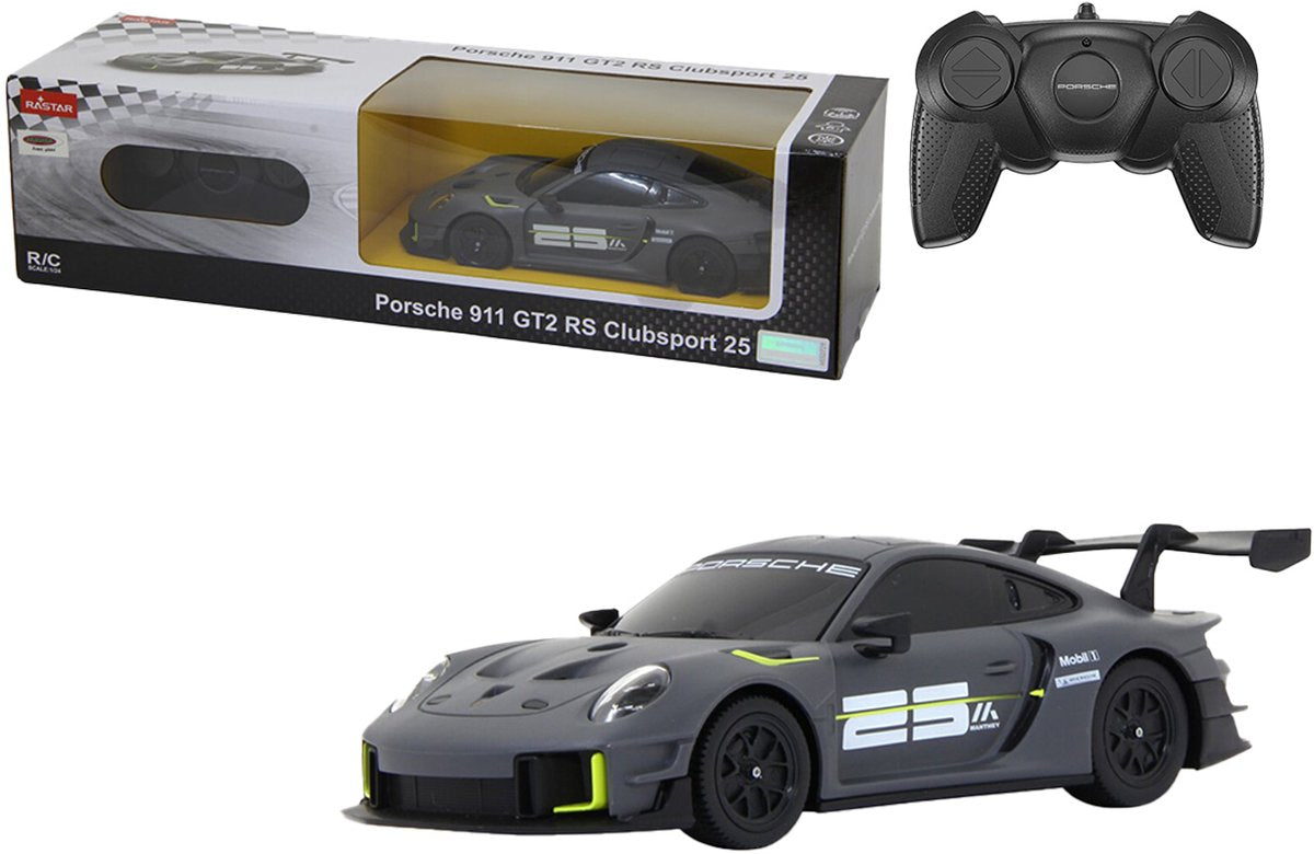 Jamara rc køretøj bil - 402131 rc bil - porsche 911 gt2 rs clubsport 25 - grå - 2,4 ghz rc model færdiglavet - 1:24 styret bil