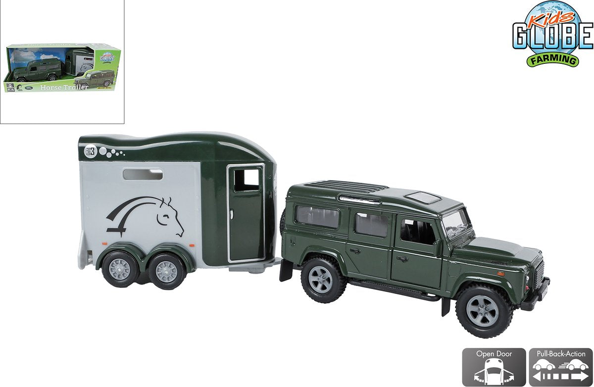 Kids globe landrover med cheval liberte hestetrailer - 28cm