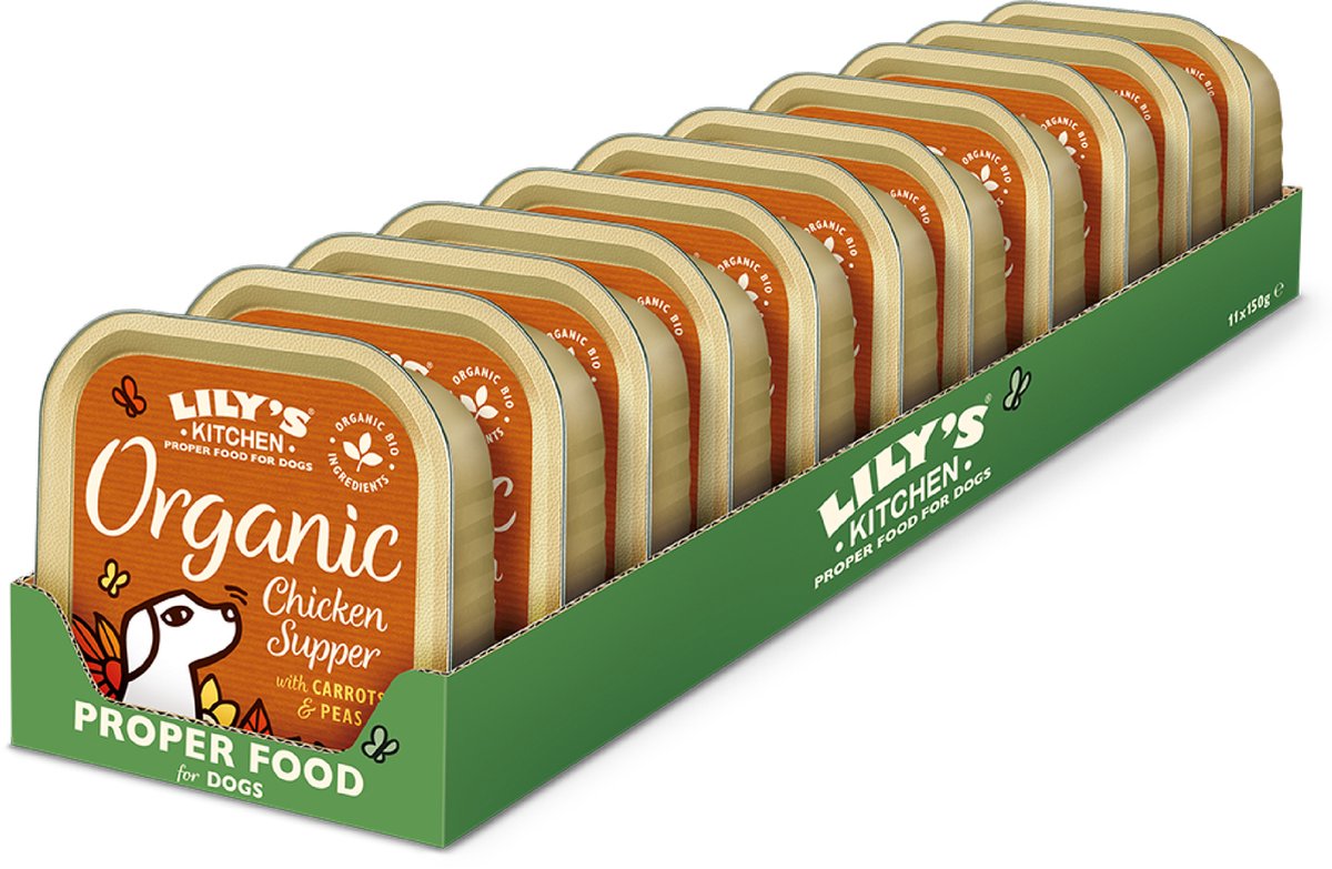 Lilys køkken økologisk pate - våd hundefoder - med kylling - 11 x 150 g - nl-bio-01