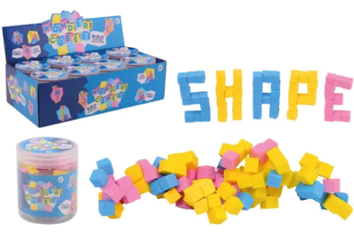 Johntoy selvklæbende genanvendelige magiske byggeklodser i opbevaringsboks