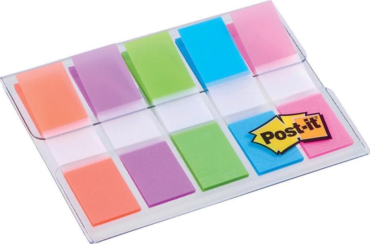 Post-it indeks - 5 farver - 11,9 x 43,2 mm - 100 faner