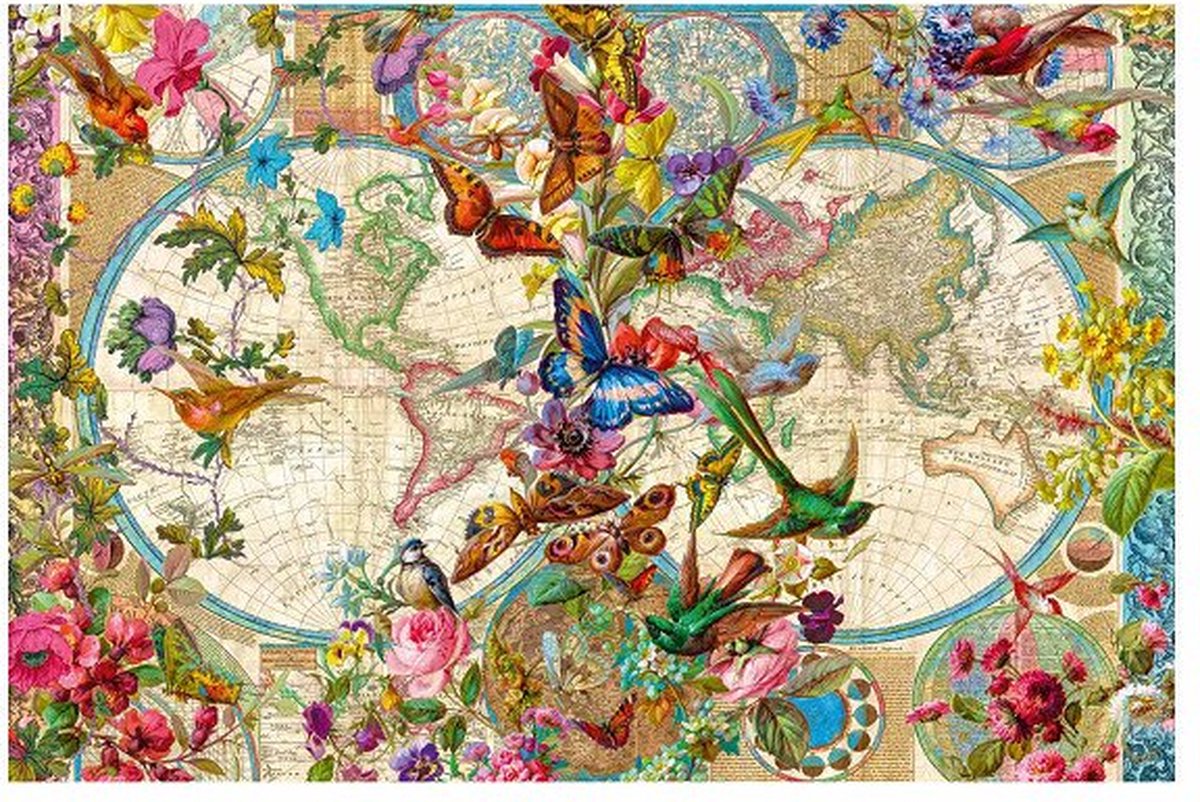 Ravensburger puslespil flora og fauna verdenskort - puslespil - 2000 brikker