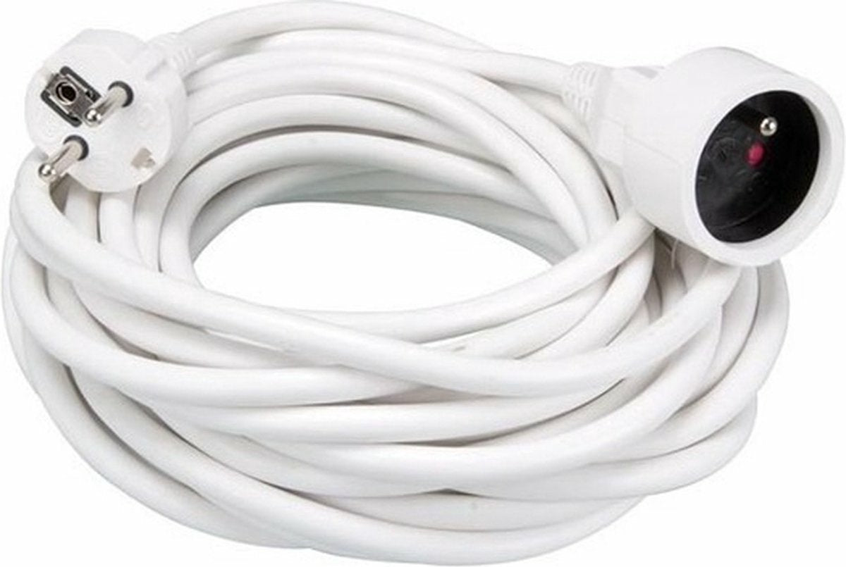 Perel forlængerkabel, h05vv-f 3g1.5, 5 m, 16 a 230 v, 3500 w, type e f, til indendørs, PVC, hvid