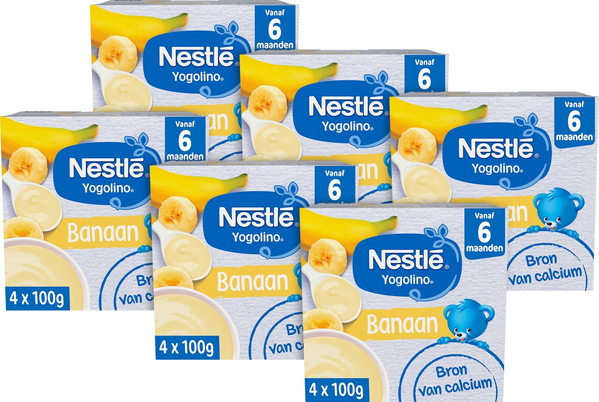 Nestlé yogolino banan - babydessert - babymadssnacks - 6+ måneder - 6 stykker 4x100g (24 portioner)