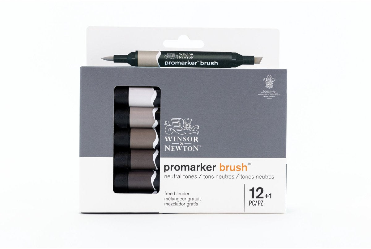 Winsor newton 0290144 promarker børste 12 grå neutrale toner | professionelle alkohol markører layout markører