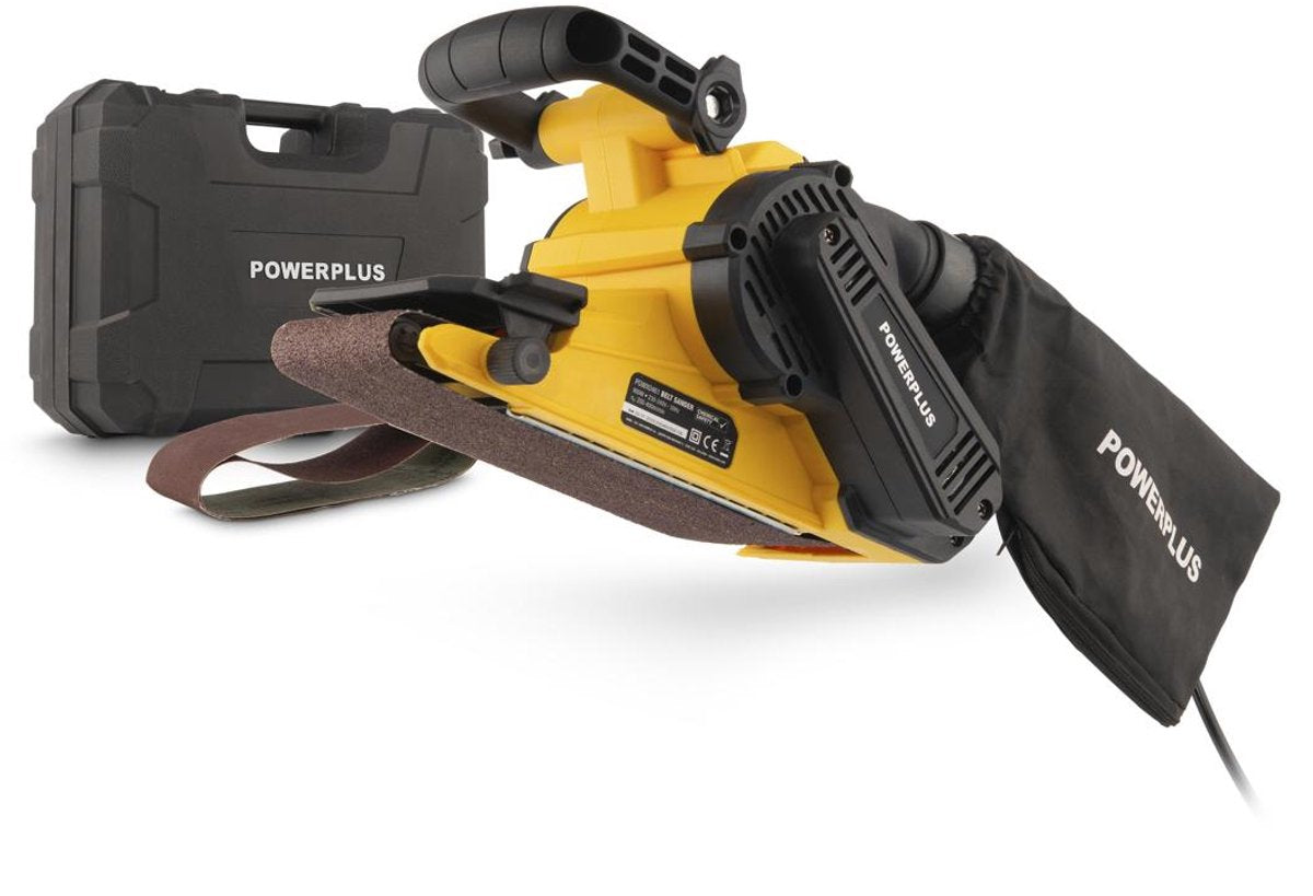 Powerplus - gul - powx0461 - børstet - båndsliber - 900w - 3 acc.