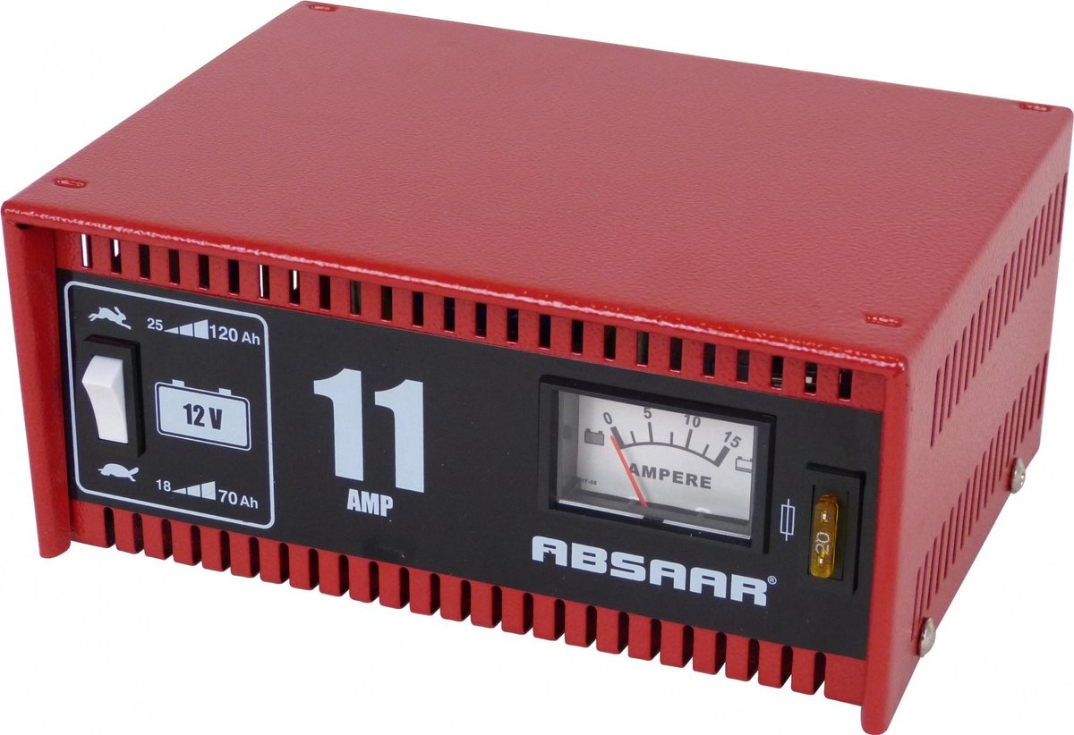 Absaar batterioplader 12 volt 18-120 ah 11 ampere rød