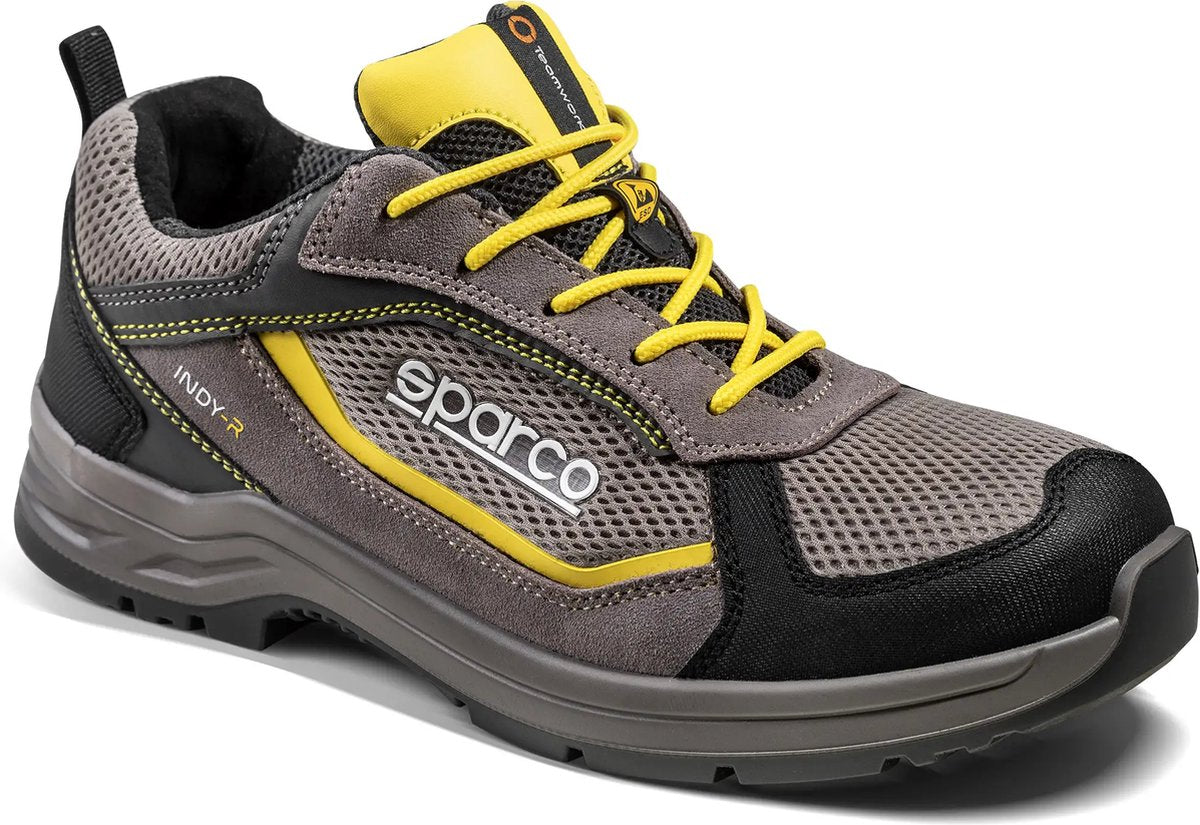 Sparco indy edmonton – sikkerhedssko s1ps med flexgrip+ sål og åndbart mesh – beige-gul – størrelse – 39