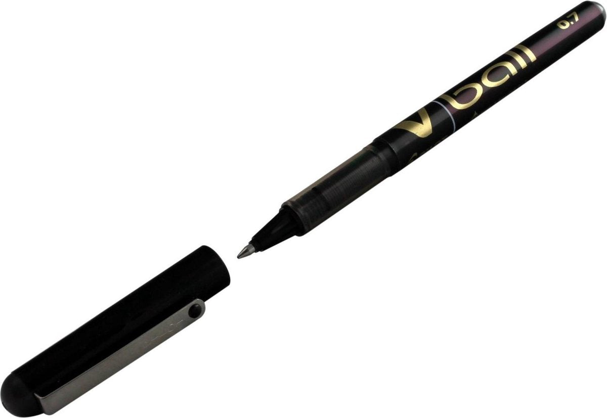 Pilot pen rulle v kugle 0,7 mm sort (12 stk.)