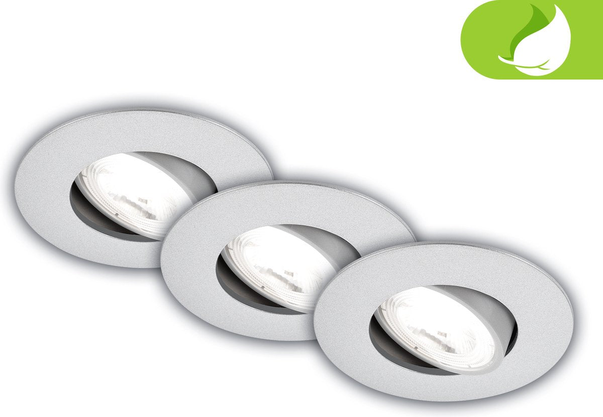 Briloner kulana a - sæt med 3 forsænkede spots - ultraeffektiv - eek a - 50.000 timers lys - drejelig - 9 x 2,4 cm - krom