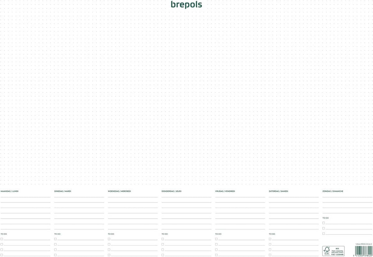 Brepols skriveblok med ugekalender, udateret
