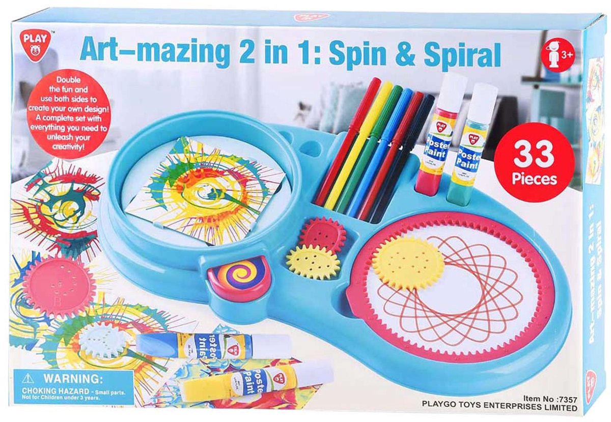 Playgo spiral tegnesæt kreativt legetøj 2-i-1 33-dele.