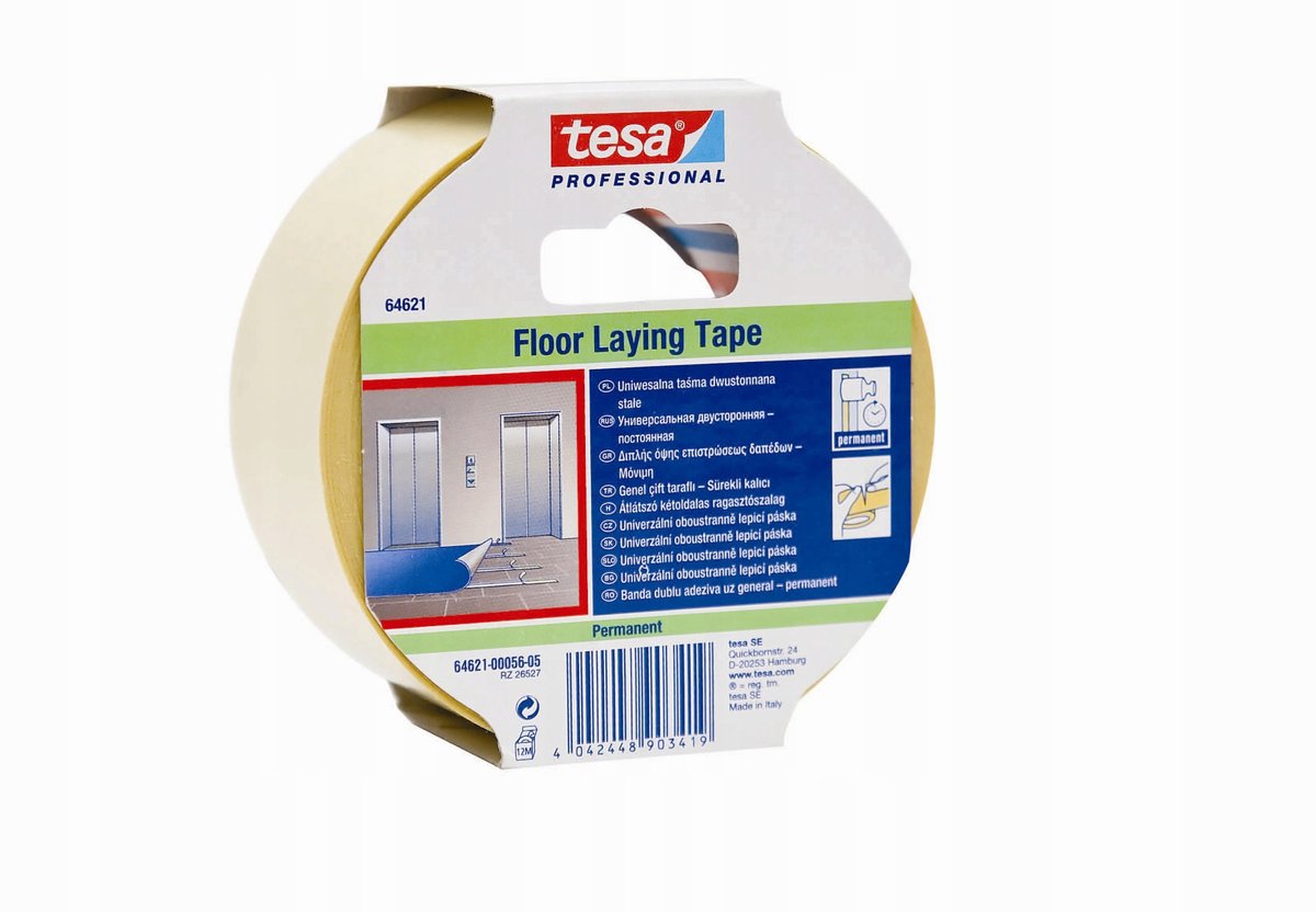 Tesa dobbeltsidet tæppe tape - klar, 50mm x 50m