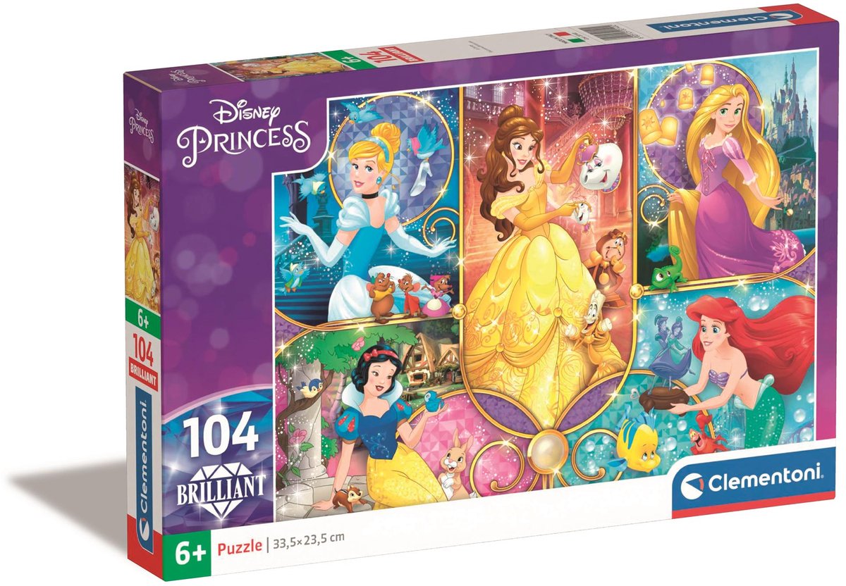 Clementoni - puslespil - 104 brikker - genial prinsesse - puslespil til børn - fra 6 år