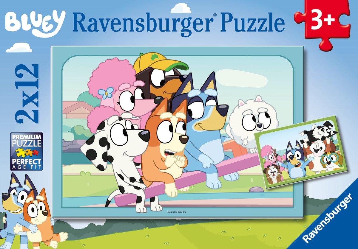 Ravensburger puslespil blåt 2x12 brikker
