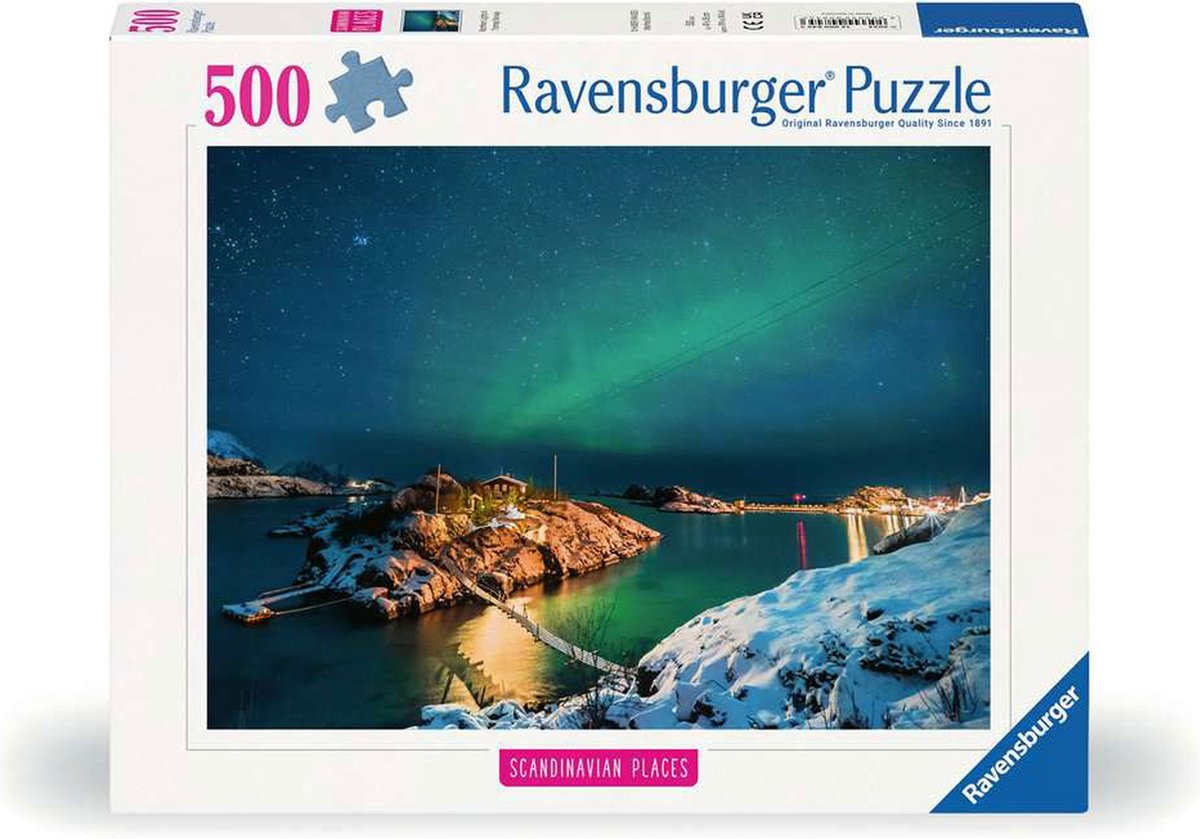 Ravensburger puslespil Northern Lights at Bergsfjord - puslespil - 500 brikker