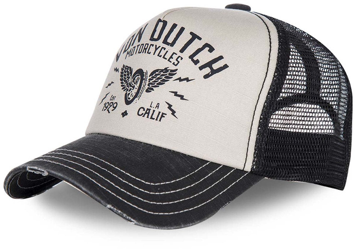 Von dutch - snapback trucker cap crew2 | én størrelse | justerbar | trykknapper - sort og hvid