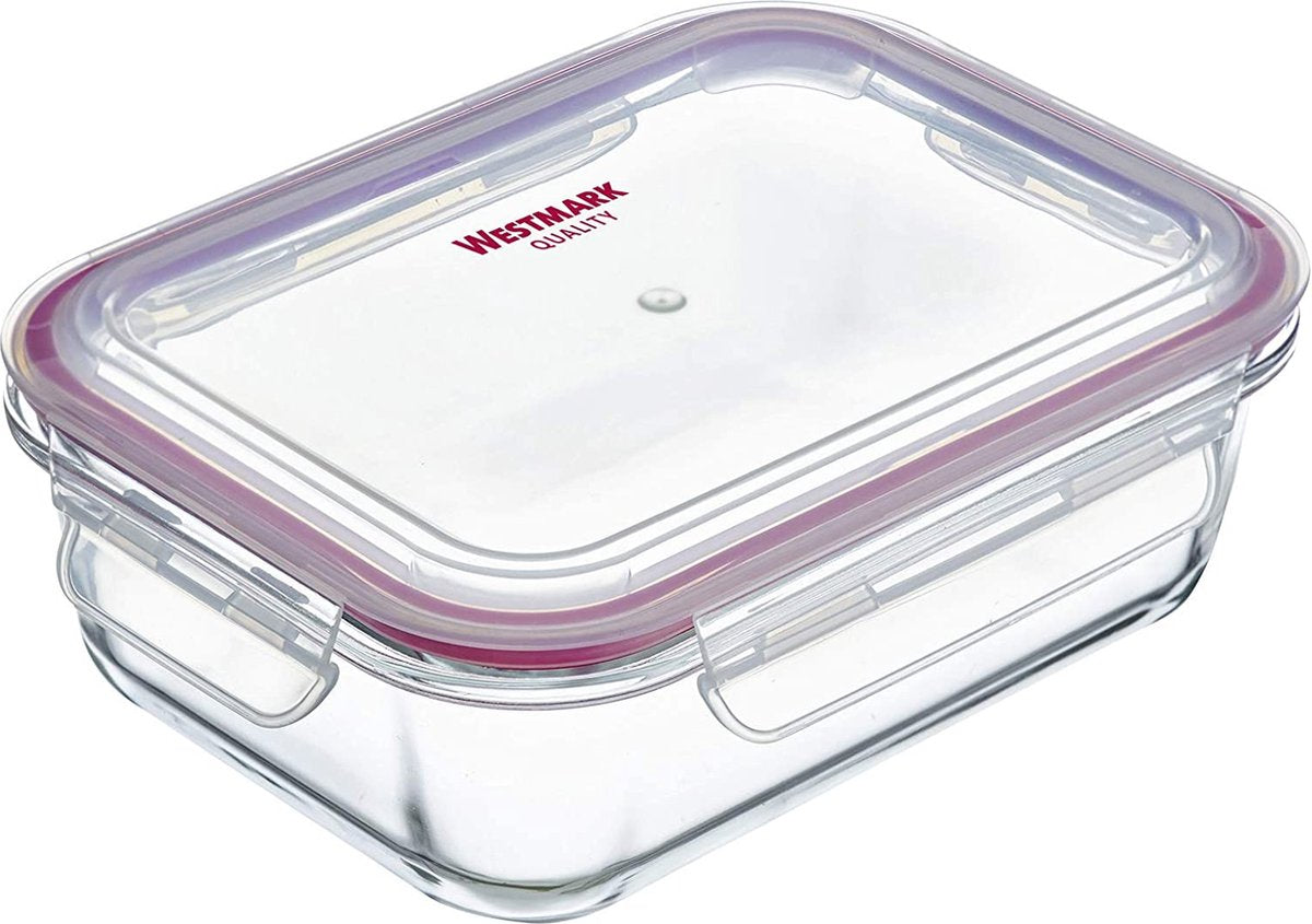 Westmark madopbevaringsboks i glas, kapacitet: 1520 ml, velegnet til fryser, mikroovn og ovn, glas silikone plast, gennemsigtig rød, 23442270