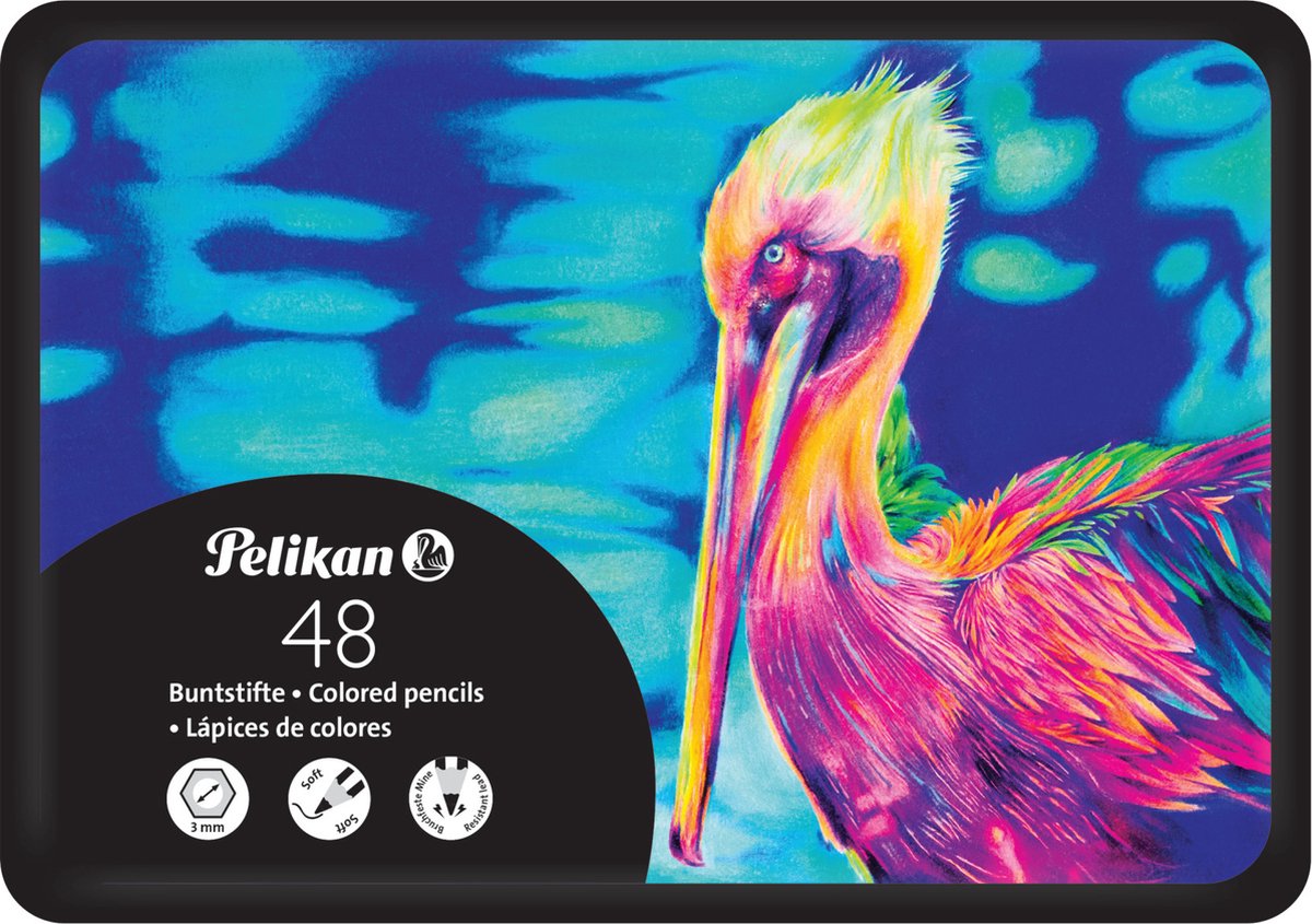 Pelikan premium farveblyanter - 48 farver - metalkasse