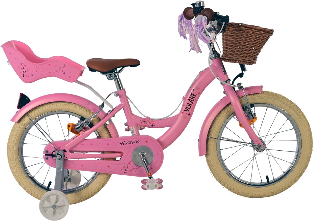 Volare Blossom Børns cykel - piger - 16 tommer - lyserød - to håndbremser